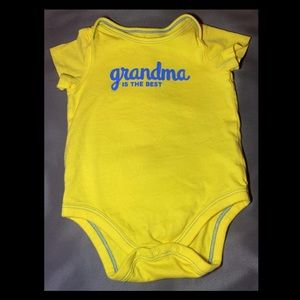 Baby  "Grandma is the best" Yellow Onesie Size 6m